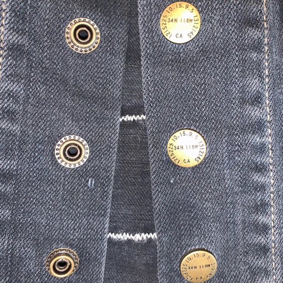 Current Elliott Sleeveless Denim Snap Front Jacket Vest With Lace Back - Picture 13 of 16